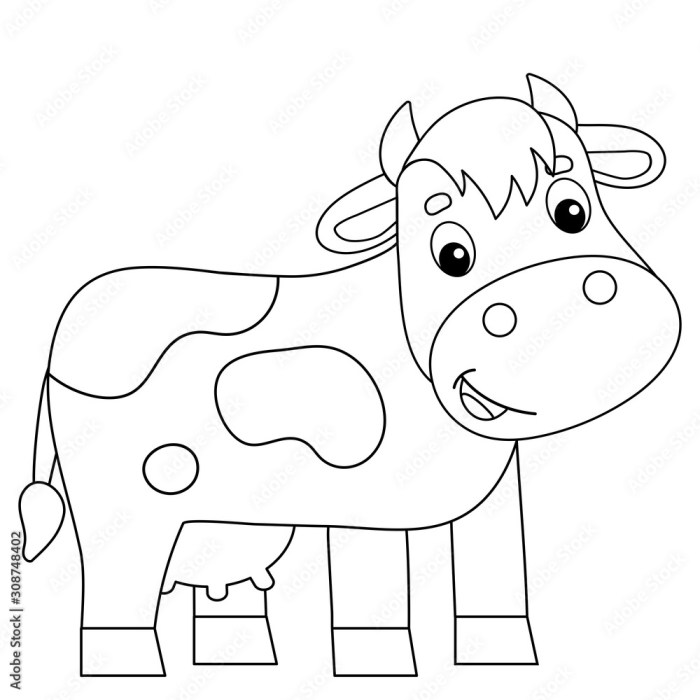 Animated farm animal cow coloring