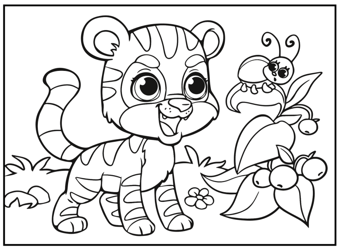 Cute cartoon kawaii animal coloring pages