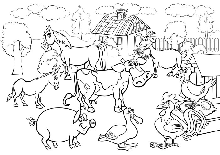 Animal coloring page farm