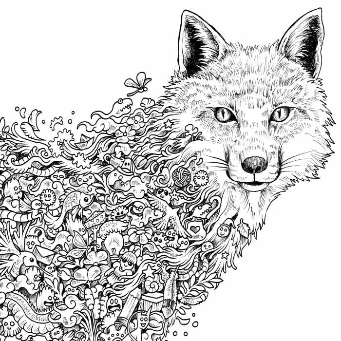 Challenging coloring sheets of animals