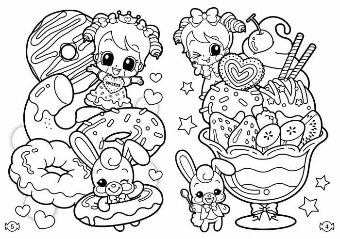 Cute kawaii anime coloring pages