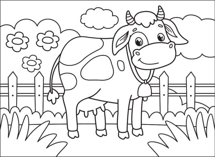 Animated farm animal cow coloring