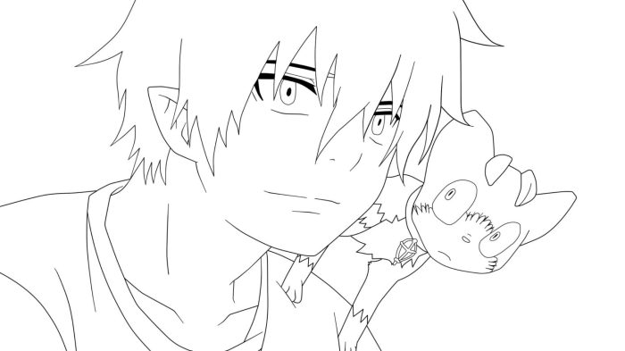 Coloring pages of peasant anime boys