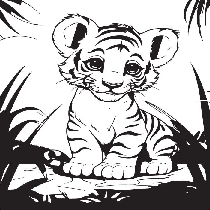 Animated baby tiger coloring picture