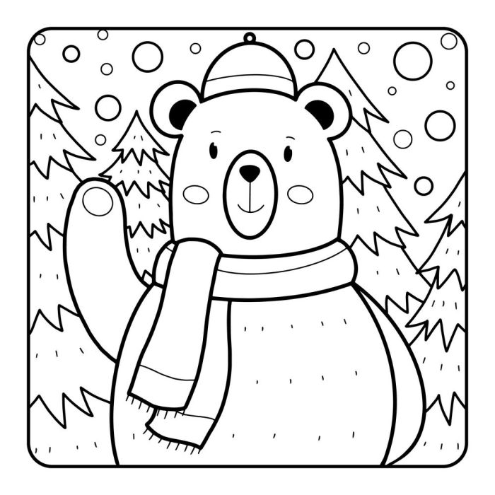 Animals surrounding a christmas coloring sheet