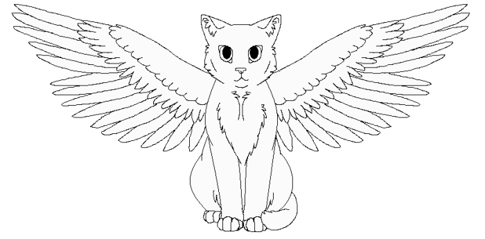 Anime cats with wings coloring pages