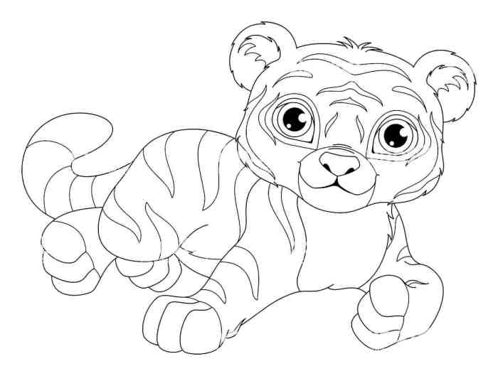 Animated baby tiger coloring picture