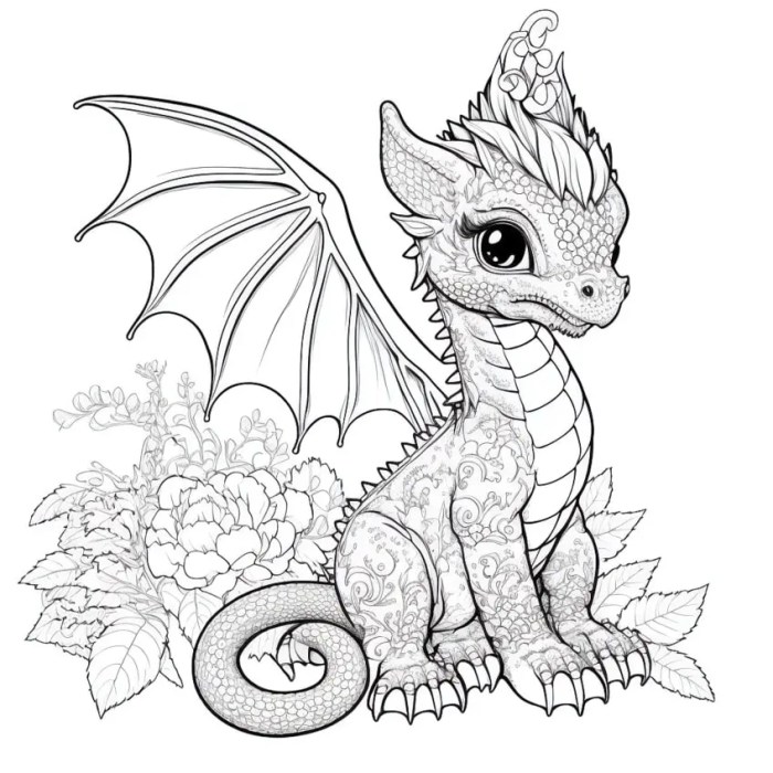 Animal coloring pages easy dragon