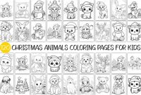 Animals surrounding a christmas coloring sheet