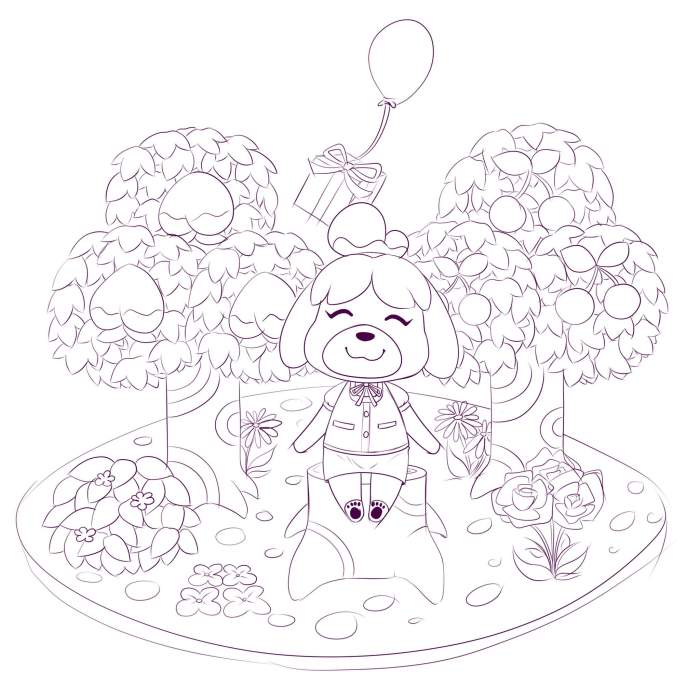 Animal crossing isabelle coloring page