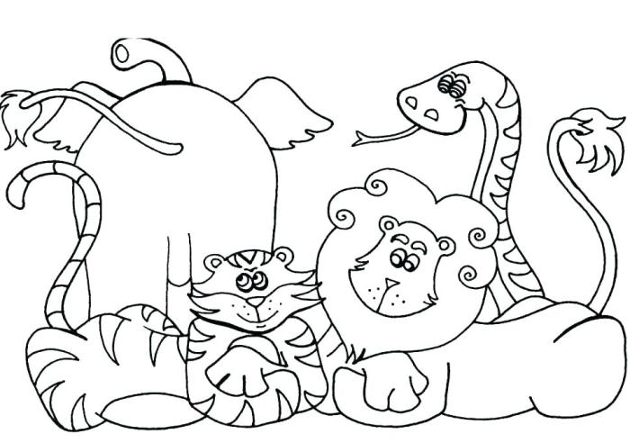 Animals on land coloring sheet