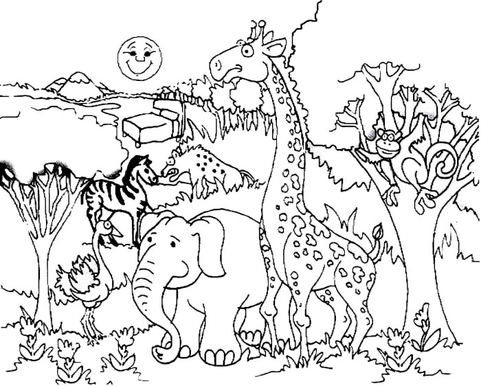 Animals of the savanna coloring page