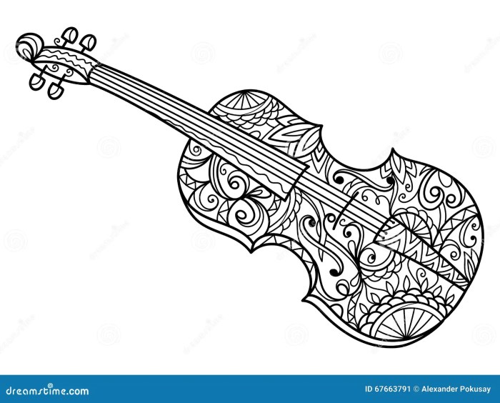 Animated played violin instrument for coloring