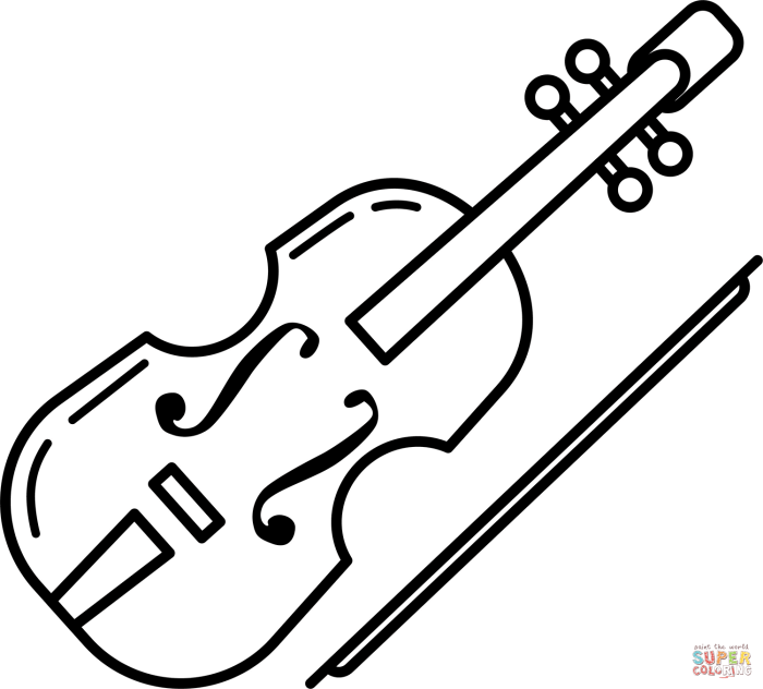 Animated played violin instrument for coloring