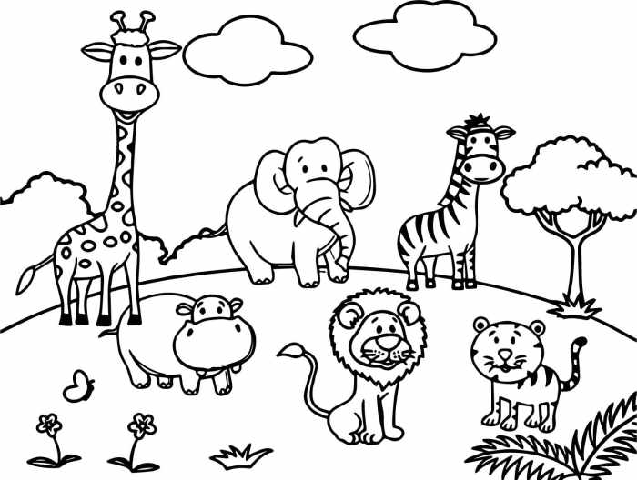 Coloring pictures of animals in the jungle