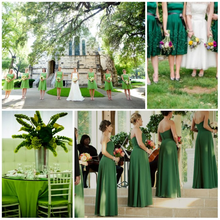 Green and white wedding dress