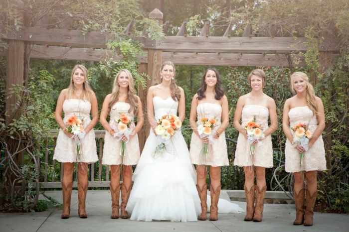 Country wedding dresses with boots