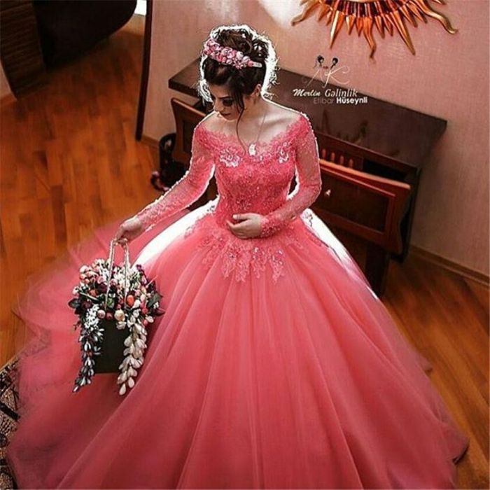 Hot pink wedding dress