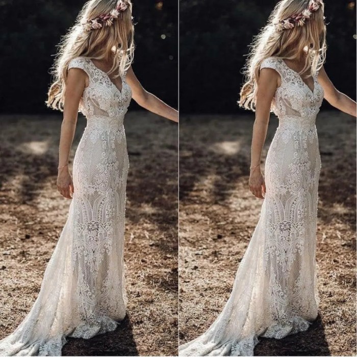 Bohemian lace wedding dress