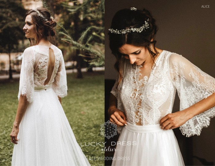 Butterfly sleeve wedding dress