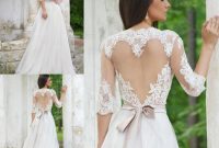 Backless wedding dress with long sleeves