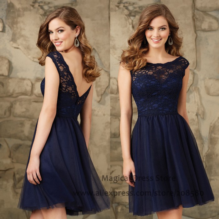 Elegant navy blue dresses for wedding guests