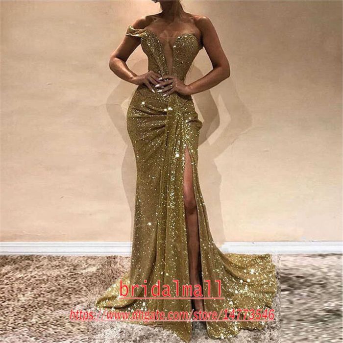 Gold evening dresses for weddings