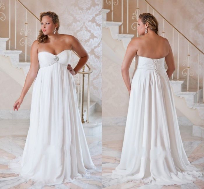 Plus size white wedding dress