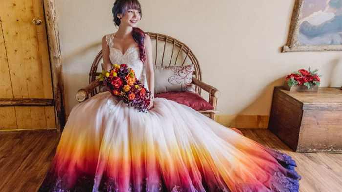 Floral wedding dresses with color