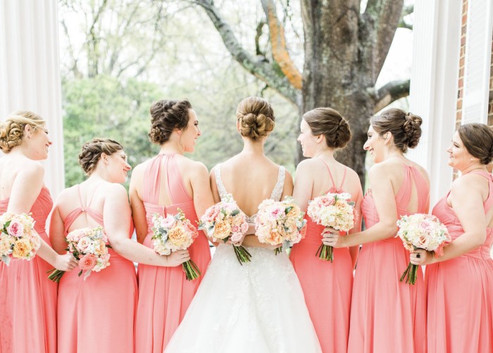 Coral colored dresses for wedding